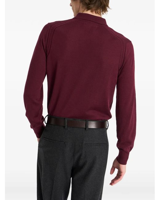 Pringle of Scotland Purple Buttoned Merino Wool Sweater for men