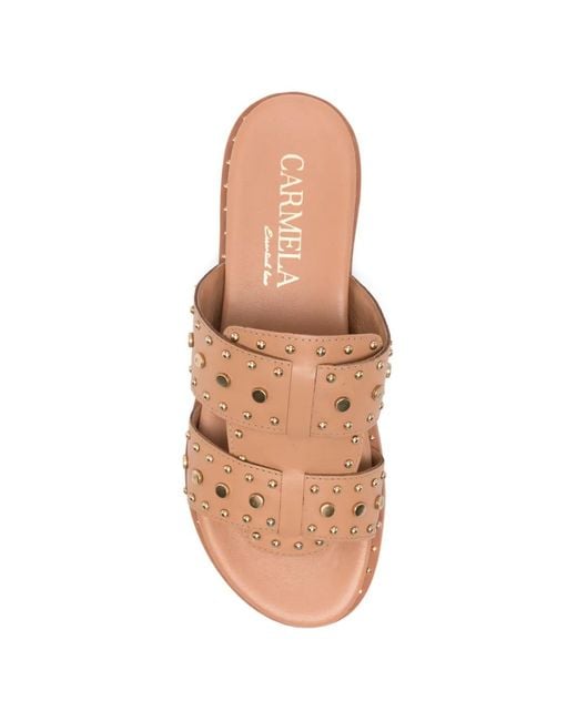 Carmela Pink Stud-Embellished Leather Sandals
