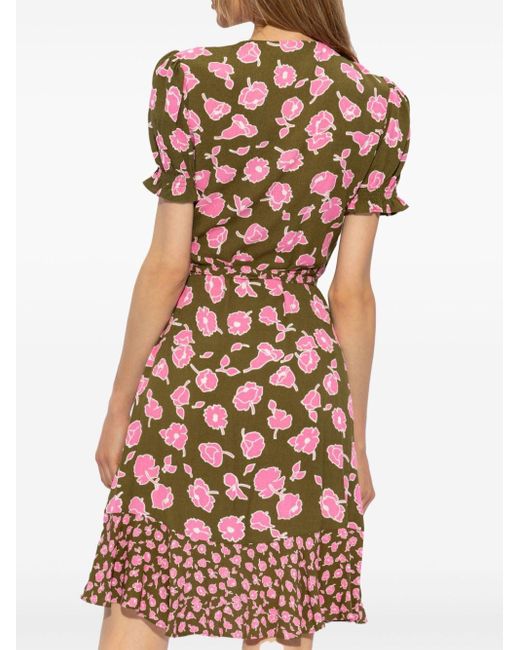 Diane von Furstenberg Green Floral-print Wrap Dress