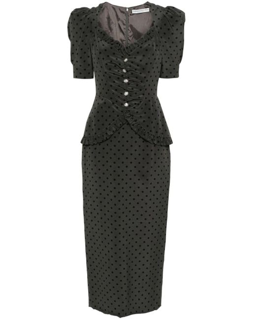 Alessandra Rich Black Polka Dot-print Silk Midi Dress