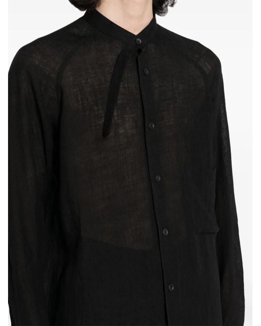 Yohji Yamamoto Black Panelled Linen Shirt for men