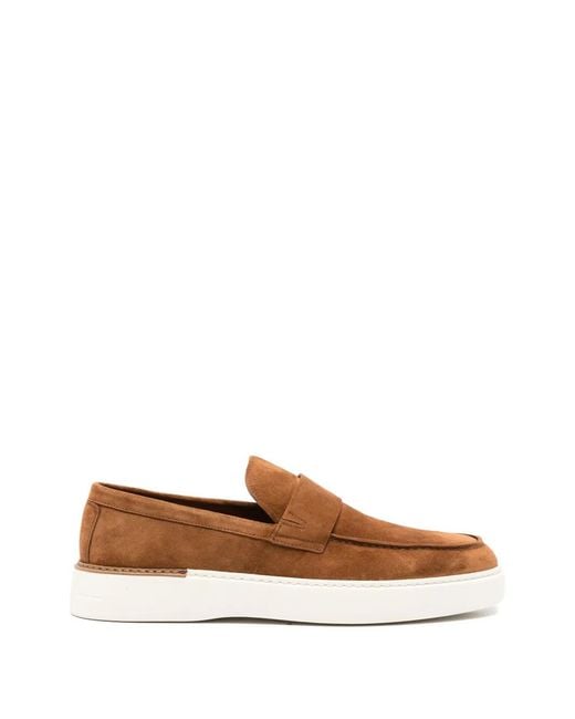 JOHN HARRISON Brown Suede Slip-On Loafers for men