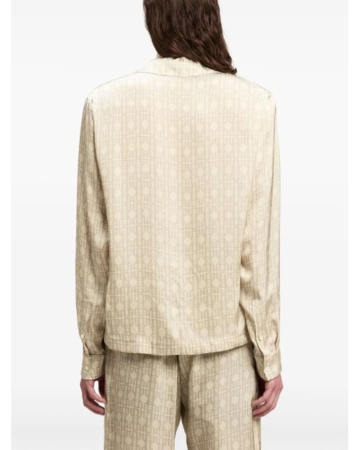 Palm Angels Natural Monogram-Pattern Cotton Shirt for men