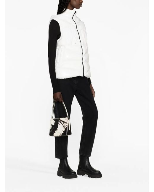 Pinko White Padded Detachable-Hood Waistcoat