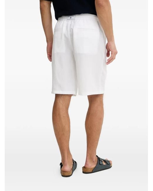 Guess White Logo-Patch Drawstring Shorts for men