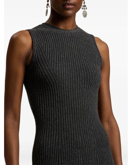 Ralph Lauren Black Ribbed Sleeveless Midi Dress
