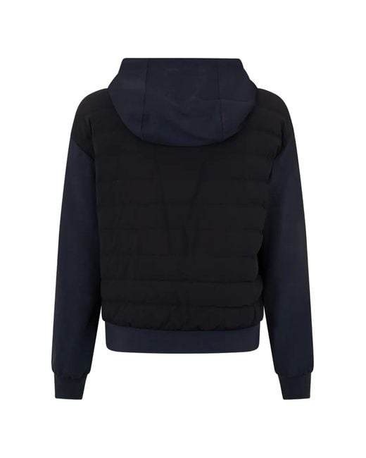 Moorer Blue Quilted-Panel Zip Jacket