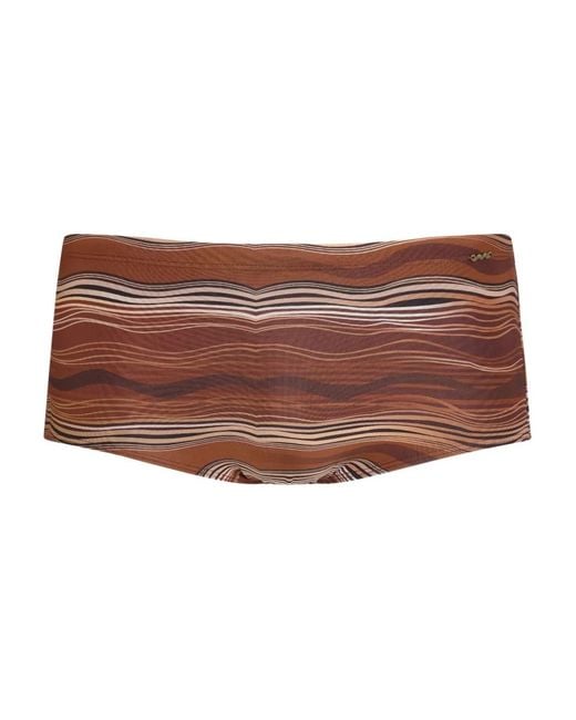 Amir Slama Brown Abstract Wave-Print Swim Trunks for men