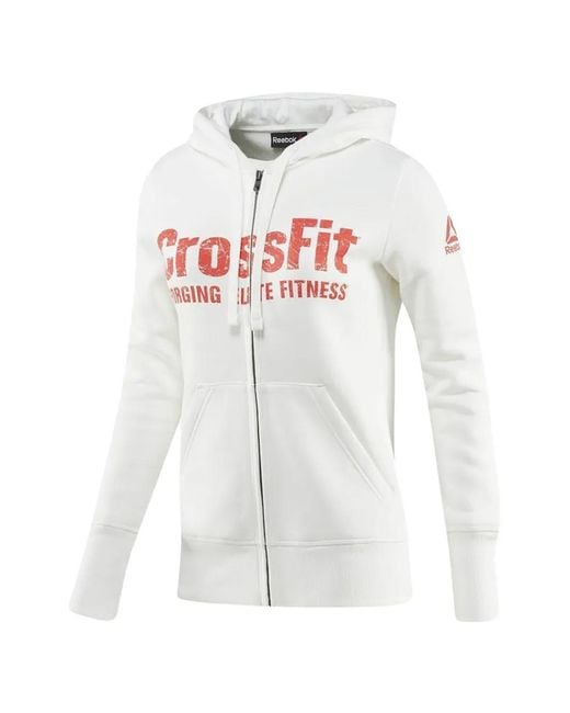 Reebok White Rcf Forging Elite Fitness Zip-Fastening Hoodie