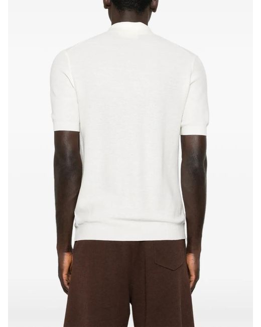 Bompard White Buttoned Short-Sleeve Polo Shirt for men