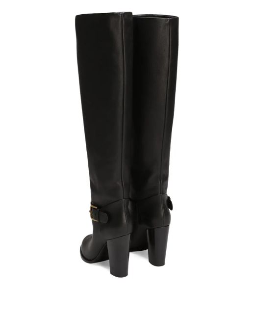 Dolce & Gabbana Black Leather Knee-High Boots