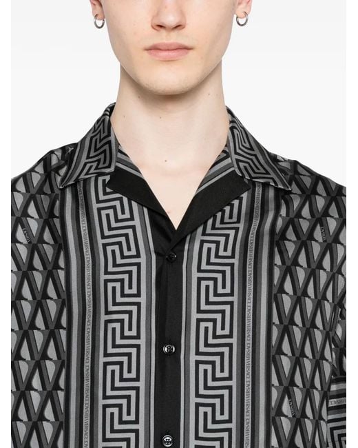 Versace Black Chemise À Imprimé V-Greca for men