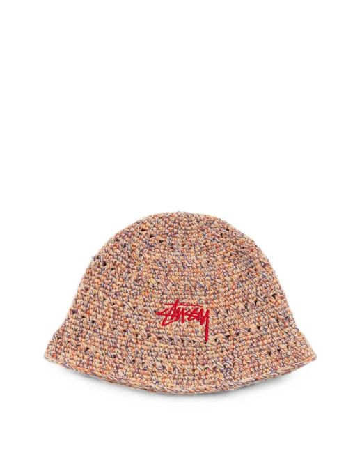 Stussy Pink Hemp Stock Logo-Embroidered Bucket Hat