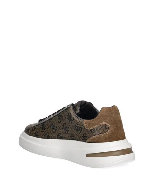 Guess Brown Monogram-Print Sneakers for men
