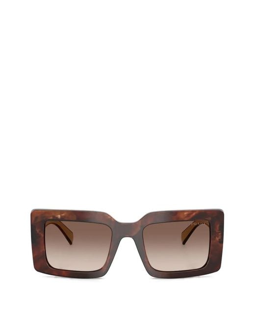 Prada Brown Tortoiseshell-Effect Square-Frame Sunglasses