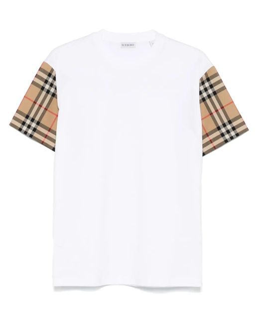 Burberry White Check Cotton T-Shirt