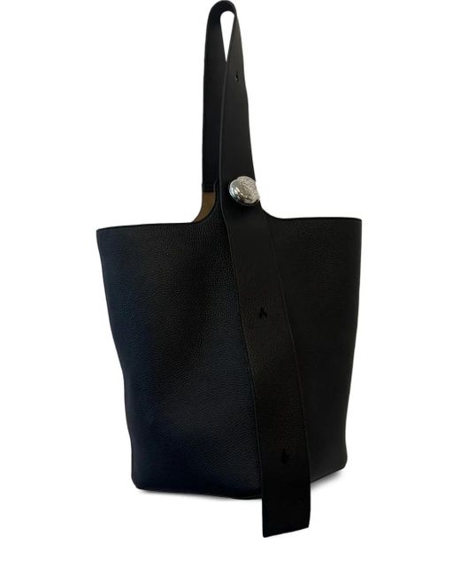 Loewe Black Pebble Tote Bag mit Knopfdetail