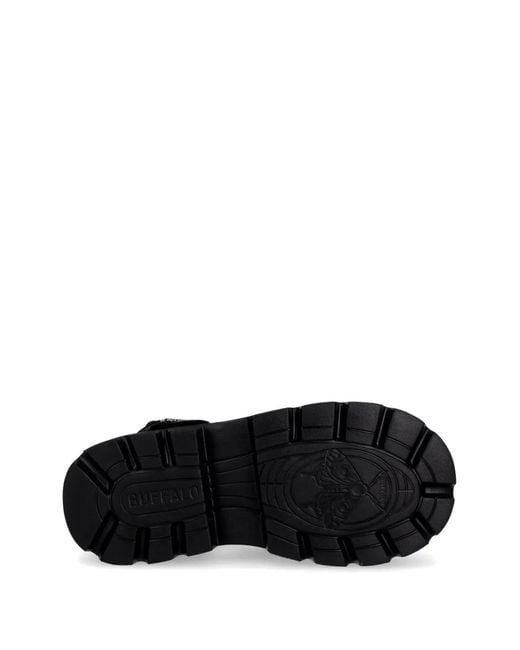 Buffalo Black Brake Caged Platform Sandals