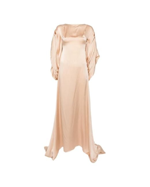 Dunesi Natural Paola Draped-Sleeve Gown