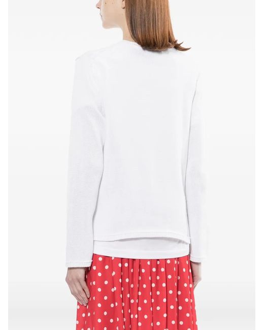 Comme des Garçons White Graphic-Print Round Neck Jumper