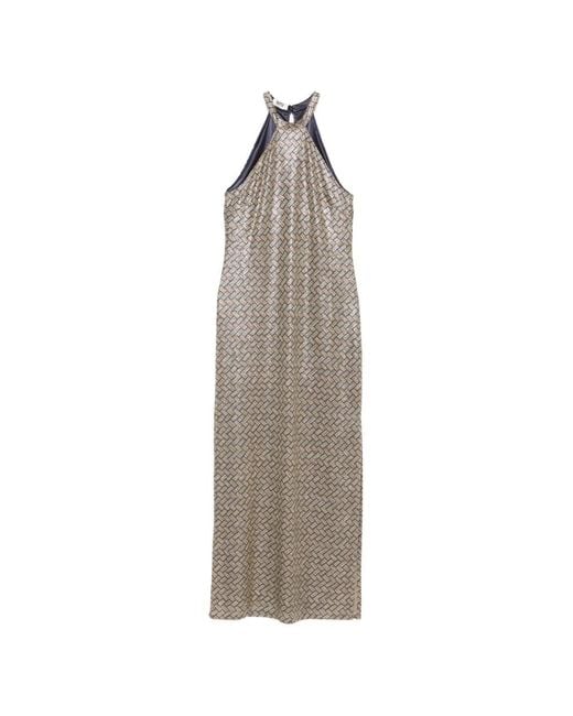 Siyu White Basketweave-Pattern Maxi Dress