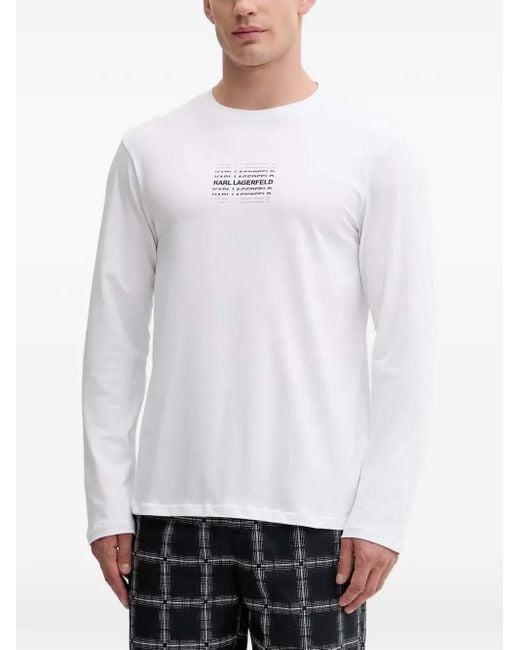 Karl Lagerfeld White Plaid Pajamas Set for men