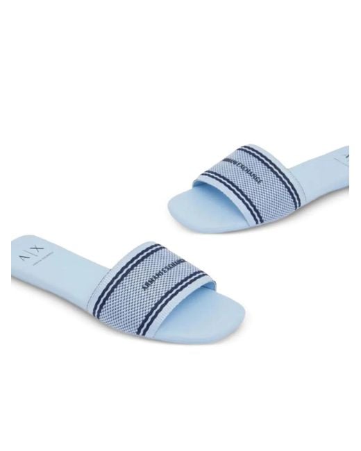 ARMANI EXCHANGE White Jacquard Flat Sandals