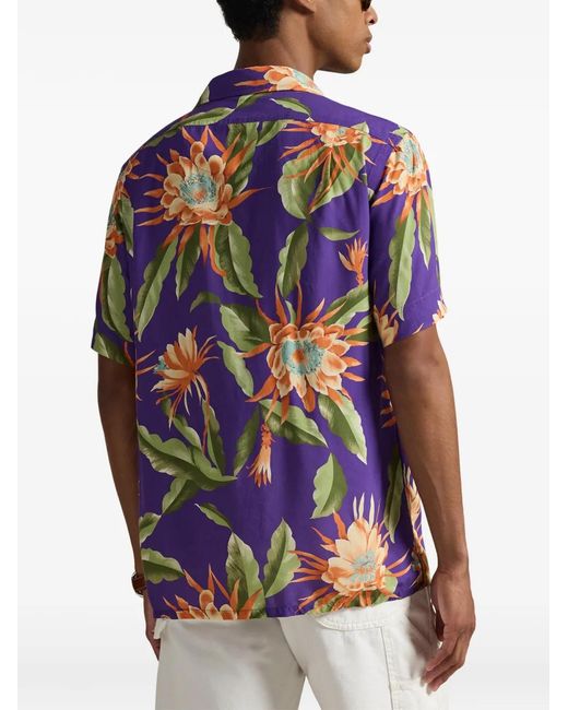 Polo Ralph Lauren White Floral-Print Pocket Camp Shirt for men