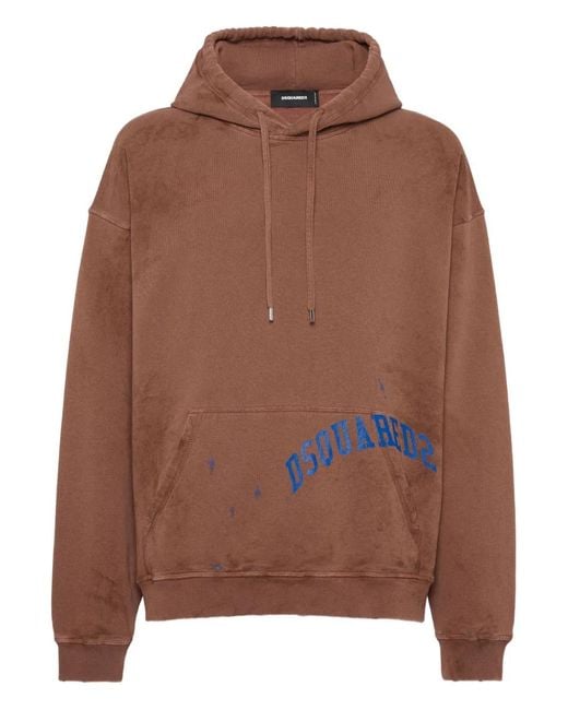 DSquared² Brown Dirty Dyed Loose-Fit Hoodie for men