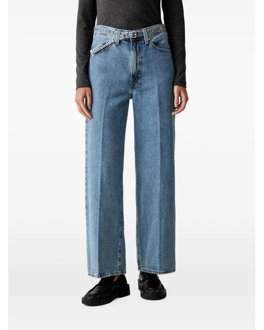 Levi's Blue Ribcage Belted Wide-Leg Jeans