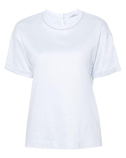 Peserico White Embellished T-shirt