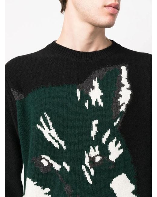 Maison Kitsuné Black Fox Head Jacquard Jumper for men