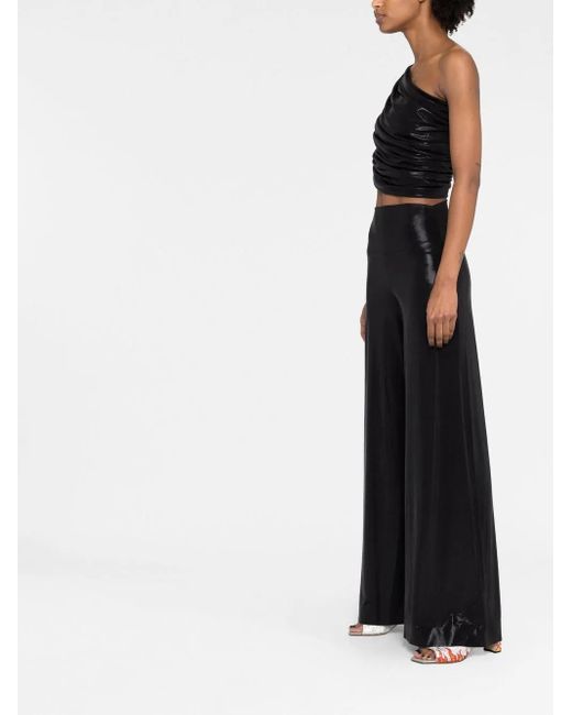 Norma Kamali Black High-Waisted Flared Trousers