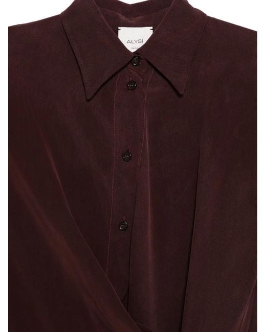 Alysi Purple Silk Shirt Dress