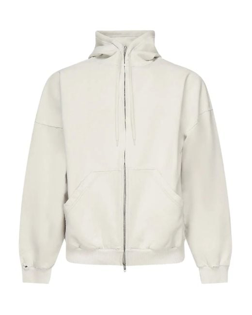 Balenciaga White Two-Way Zip Hoodie for men