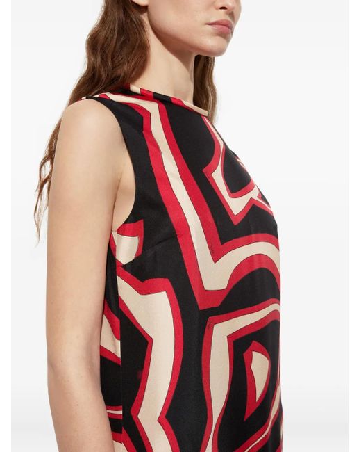 Emilio Pucci Red Labirinto-Print Sleeveless Mini Dress