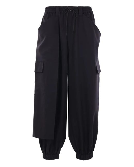 Y-3 Blue Drawstring-Waist Cargo Pants for men