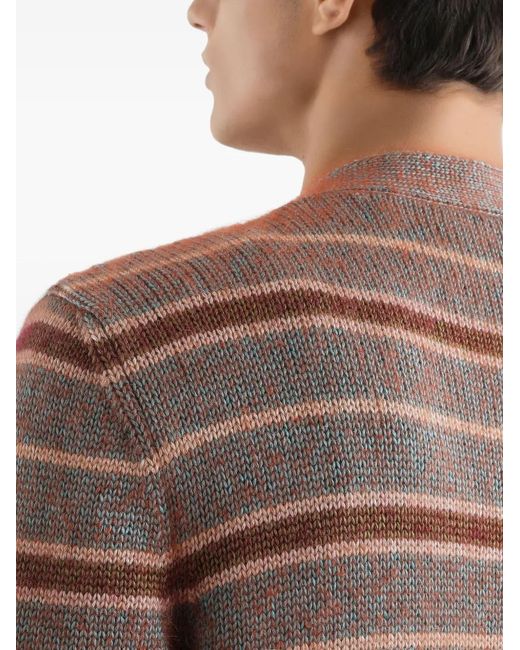 Dolce & Gabbana Brown Striped Button Cardigan for men