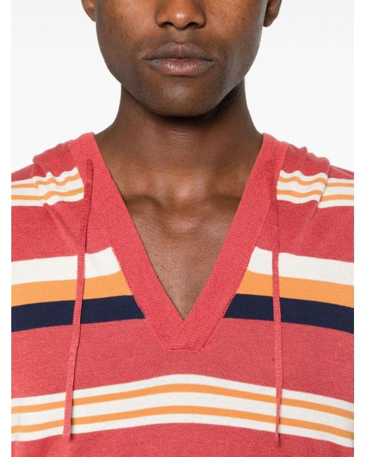 Maison Kitsuné Red Striped Hooded Jumper for men