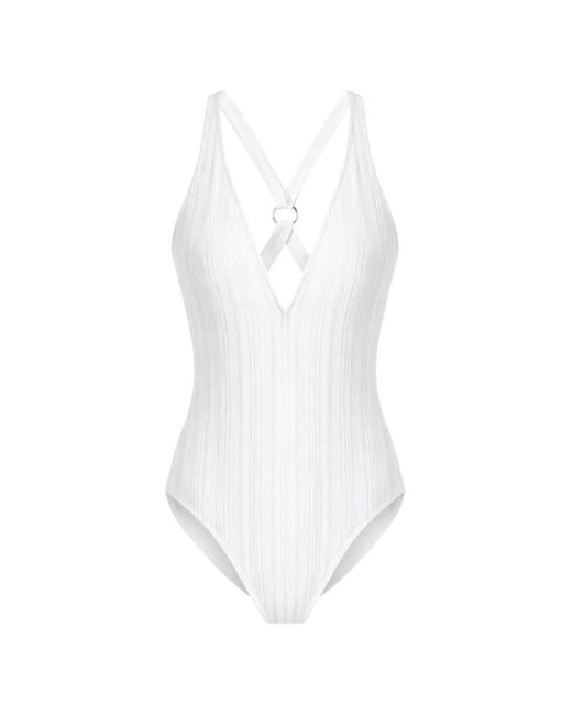 MICHAEL Michael Kors White Cross-Back-Ring Swimsuit