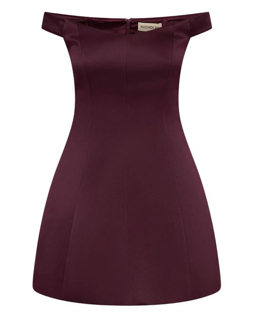 Nicholas Lilly Off-Shoulder Mini-Jurk in het Purple