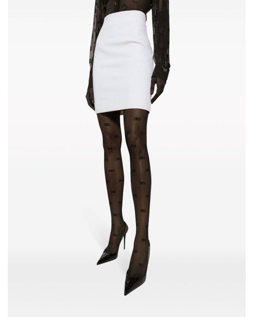 Dolce & Gabbana White Virgin-wool Straight Miniskirt