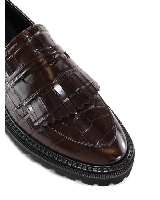 Notabene Black Tereza Fringed-Embellishment Crocodile-Effect Loafers
