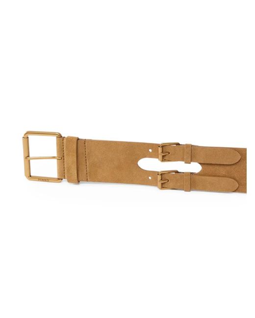 Pinko Natural Split Leather Belt With Straps, 6 Cm