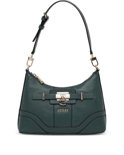 Guess Green Logo-Plaque Shoulder Bag
