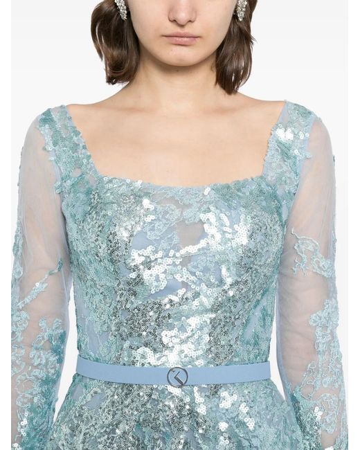 Saiid Kobeisy Blue Embroidered Dress