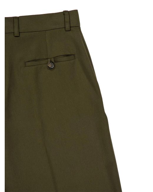 Stella McCartney Green Pleated Wool Trousers