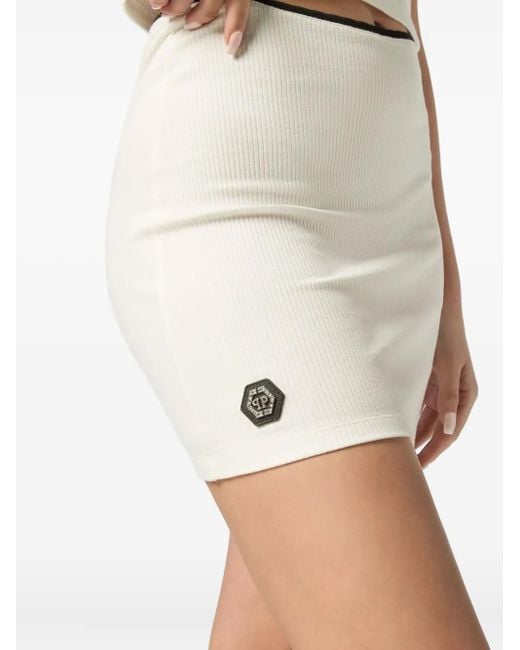 Jupe En Coton À Design Nervuré Philipp Plein en coloris Natural