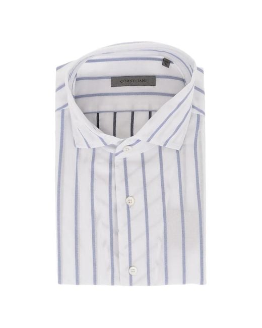 Corneliani White Striped Cotton Shirt for men