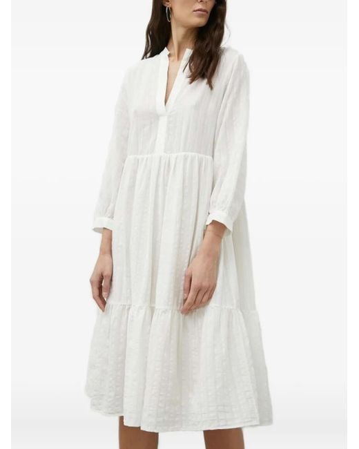 Drykorn White Gestuftes Kleid Mit Streifen
